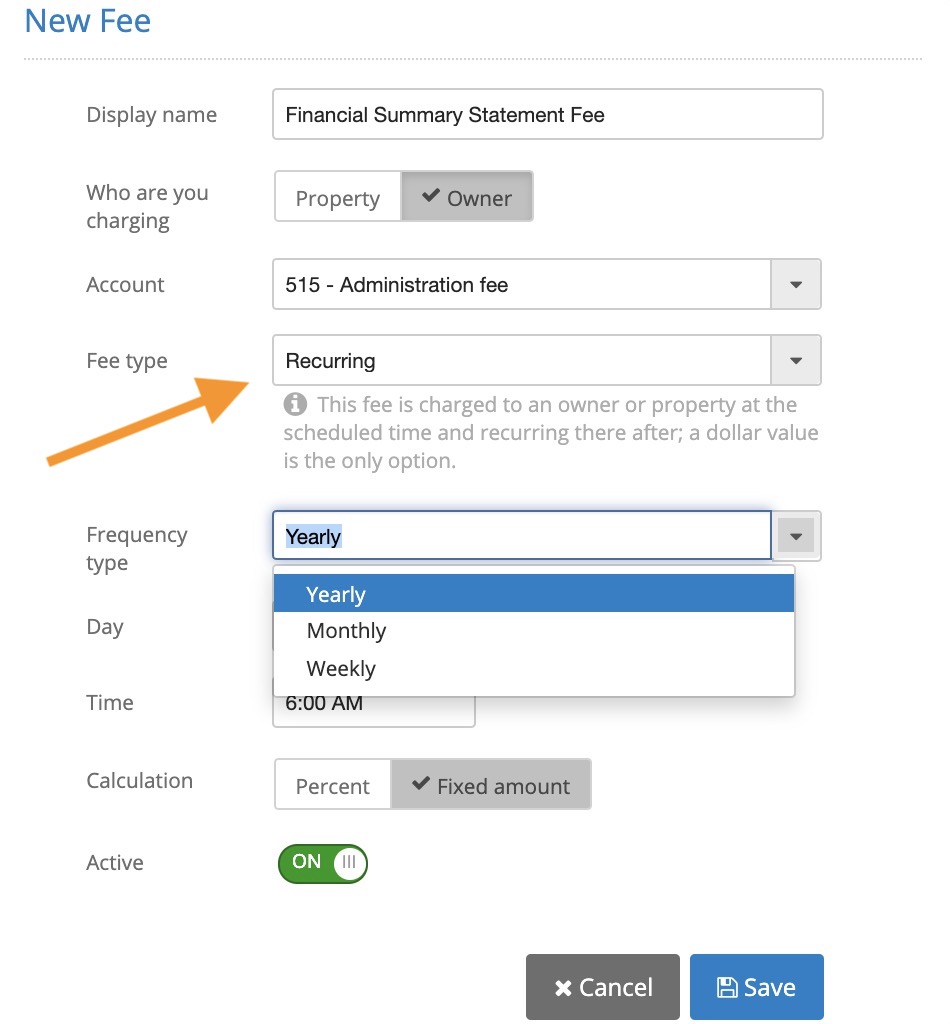 Recurring owner fees