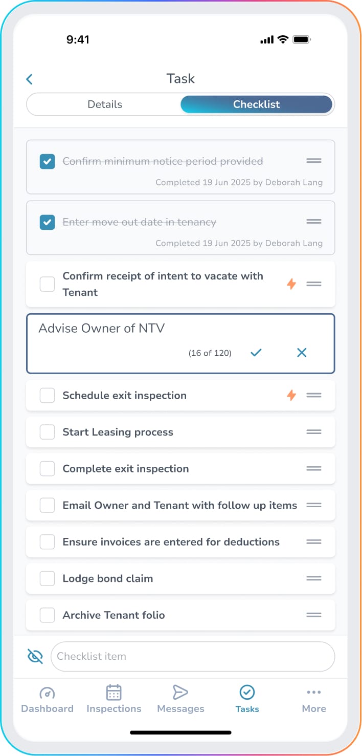 Automations in the PropertyMe app