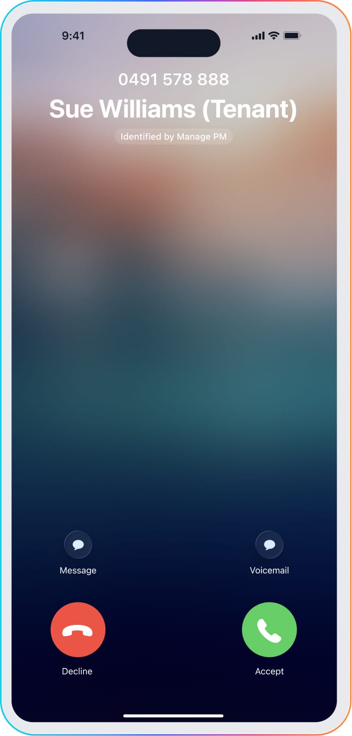 Caller ID in the PropertyMe app