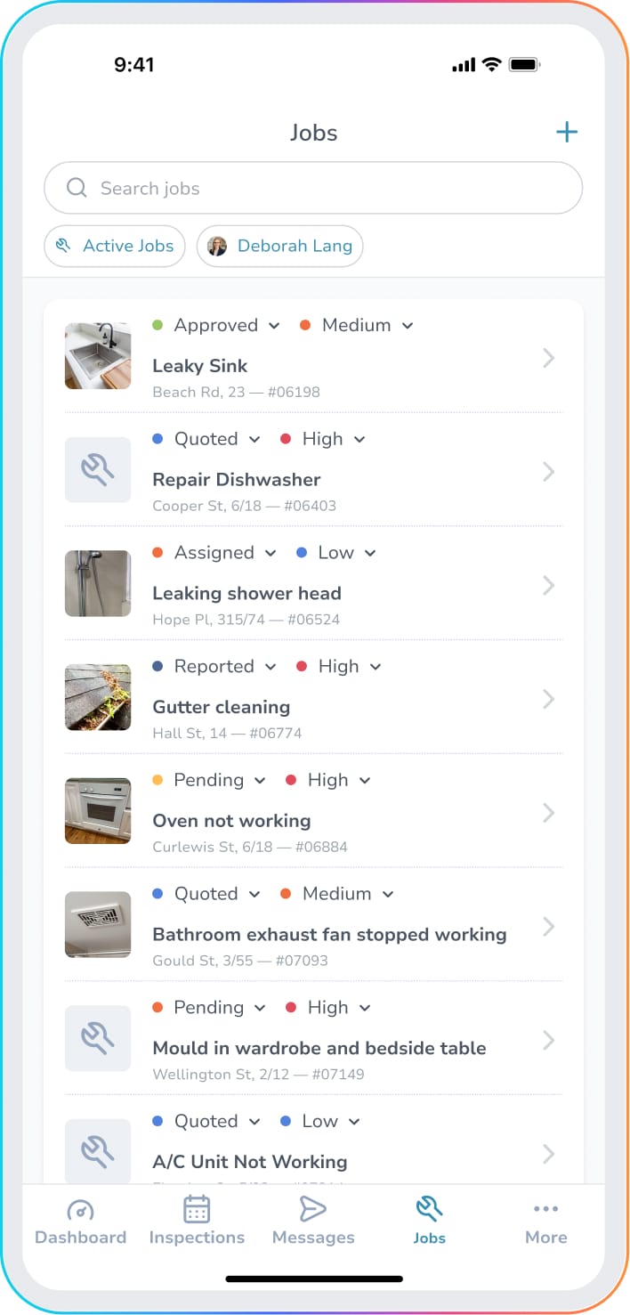 Maintenance in the PropertyMe app